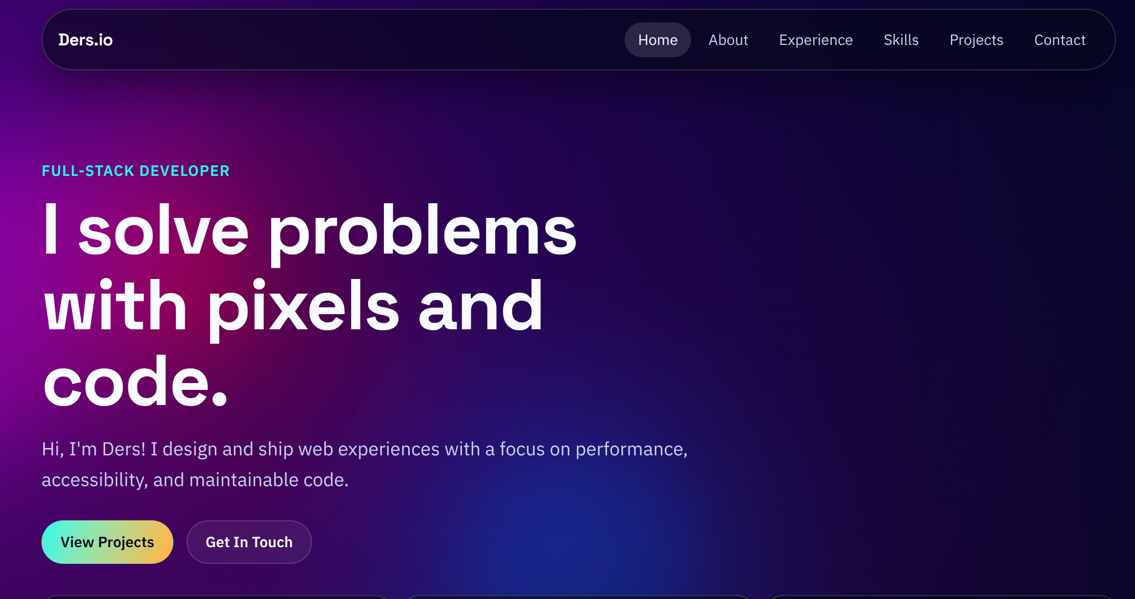 Portfolio website preview